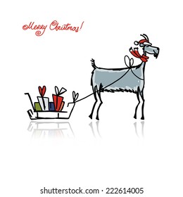 Funny goat. Symbol of 2015 new year. Vector illustration