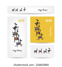 Funny goats. Christmas cards design.