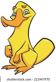 Funny golden cartoon platypus - You can design cards, part of logo, mascot, corporate character and so on. Lively animal character.