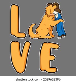 funny golden retriever love dog love gift pet computer backpack design vector illustration for use in design and print wall art poster canvas