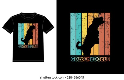 Funny Goldendoodle Vintage Retro Sunset Silhouette Gifts Dog Lover Dog Owner Essential T-Shirt
