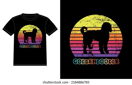 Funny Goldendoodle Vintage Retro Sunset Silhouette Gifts Dog Lover Dog Owner Essential T-Shirt
