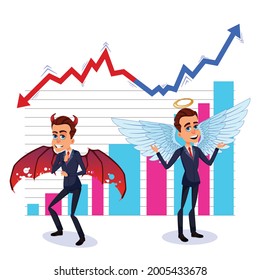 Funny good and evil businessman illustration