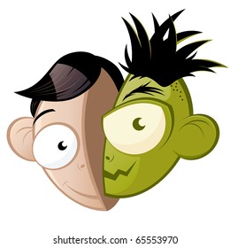 funny good and evil cartoon head