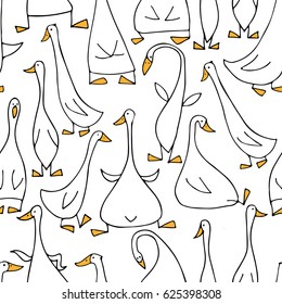 Funny goose family, seamless pattern for your design