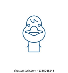 Funny goose line icon concept. Funny goose flat  vector symbol, sign, outline illustration.