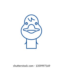 Funny goose line icon concept. Funny goose flat  vector symbol, sign, outline illustration.