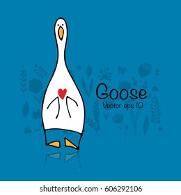 Funny goose, sketch for your design