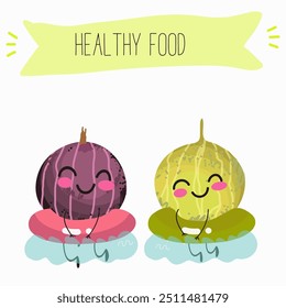 Funny Gooseberry characters. Vector hand drawn doodle style  character illustration icon design. Cute Gooseberry mascot character.
