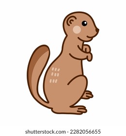 Funny gopher on  white background. Illustration for children. Cute character.