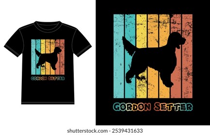 Funny Gordon Setter Retro Vintage Sunset T-shirt Design template, Gordon Setter Board, Car Window Sticker, POD, cover, Isolated white background, Silhouette Gift for Gordon Setter Lover