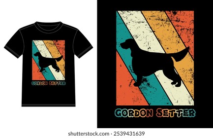 Funny Gordon Setter Retro Vintage Sunset T-shirt Design template, Gordon Setter Board, Car Window Sticker, POD, cover, Isolated white background, Silhouette Gift for Gordon Setter Lover