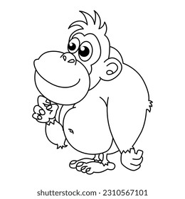 Funny gorilla cartoon characters vector illustration. For kids coloring book.