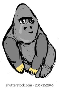 Gorila divertida vector de animales aislados