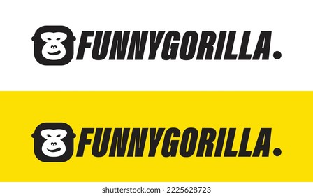 funny gorilla logo sticker simple design