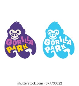 Funny Gorilla Monkey Vector Head Face Logo icon design illustration isolated on white