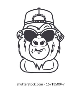 funny gorilla with sunglasses cool style vector illustration design