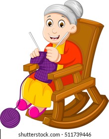 Old Lady Rocking Chair Stock Illustrations Images Vectors