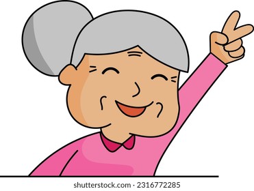 Funny grandmother icon illustration. Hand drawn vector illustration