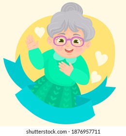 Funny grandmother, smiling and showing how cool she is