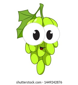 Funny grapes in cartoon style. Concept Fruits and vegetables. Summer.