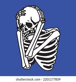 Funny Graphic Loner bone Illustration Artwork, illustration, skull, vector, design, skeleton, isolated, art, face, black, head, graphic, human, print, evil ,horror, tattoo, bone, white, halloween.