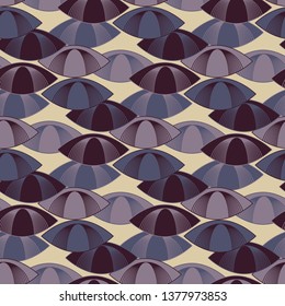 funny graphic retro seamless pattern with wired eyes in ivory purple shades