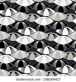 funny graphic retro seamless pattern with wired eyes in silver shades