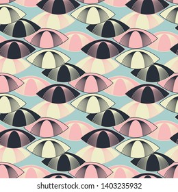 funny graphic retro seamless pattern with wired eyes in soft pink blue shades
