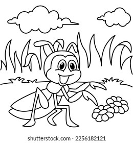 Funny grasshopper cartoon characters vector illustration. For kids coloring book.