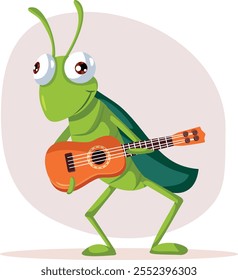 
Grasshopper divertido jugando el personaje de dibujos animados del Vector Ukulele. Alegre insecto tocando la guitarra en lugar de preocuparse por el futuro 
