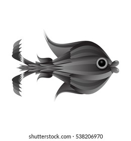 Funny gray fish isolated on white background.