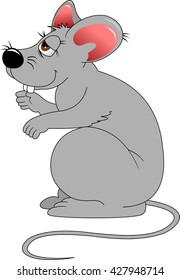 funny gray mouse with big teeth, vector