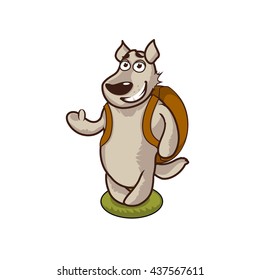 Funny gray wolf on a white background vector illustration. Can use like mascot for print, posters, t-shirts, textiles or other kids stuff. Cartoon animal character vector illustration