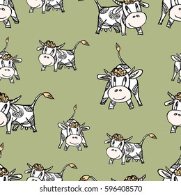 the funny grazing cows