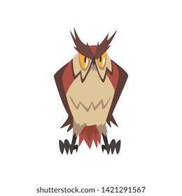 Funny Great Horned Owl Character Vector Illustration