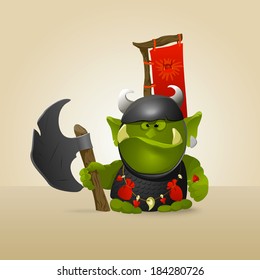 Funny great warrior ork. A vector.