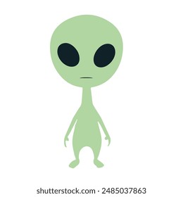 Funny Green Alien cartoon character