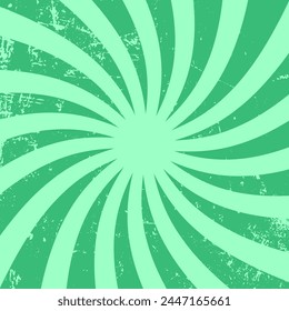 Funny green background in the hippie style of the 70s. Waves, swirls, a swirling pattern. Twisted and distorted vector texture in a trendy retro psychedelic style. Vector illustration