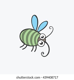 funny green beetle. Flat icons for your design