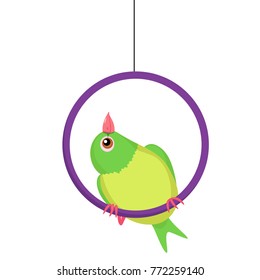 A funny green bird in the circle