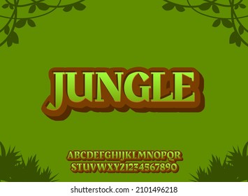 Funny Green Cartoon Jungle Text Effect With Wooden Frame