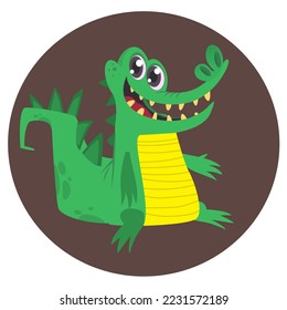 Funny green crocodile cartoon standing. Vector illustration of alligator character design for children book.