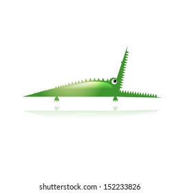 Funny green crocodile for your design