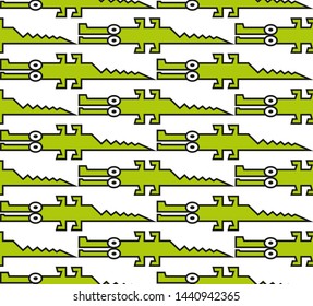 Funny green crocodiles seamless pattern. Vector illustration