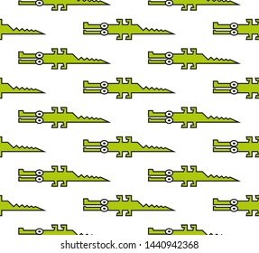 Funny green crocodiles seamless pattern. Vector illustration