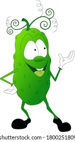 funny green cucumber with a smile on his face