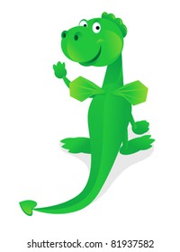 Funny green dragon. Color illustration