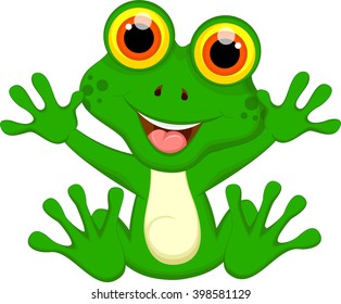 funny green frog cartoon