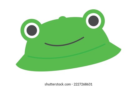 Funny green frog hat flat icon Cartoon element